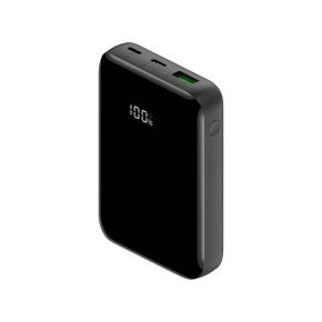 OKZU C1018 Black 10000mAh Mini Small Portable Charger Power Bank with three outlets and LCD Display external battery