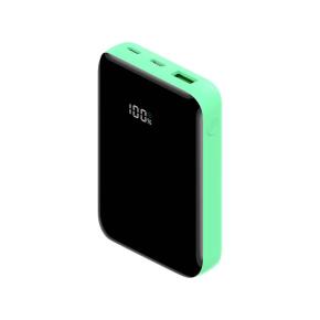 OKZU C1018 Green 10000mAh Mini Small Portable Charger Power Bank with three outlets and LCD Display external battery 