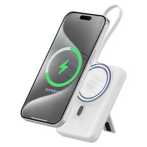 OKZU C1037 White 10000mAh Magnetic 15W Wireless Power Bank built-in able iWatch Charger PD20W Portable Mobile Power