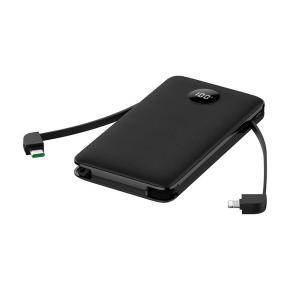 OKZU C1029 10,000mAh Black Portable Power Bank Built-in Type-C Cable and Lightning Cable fast charge with digital display